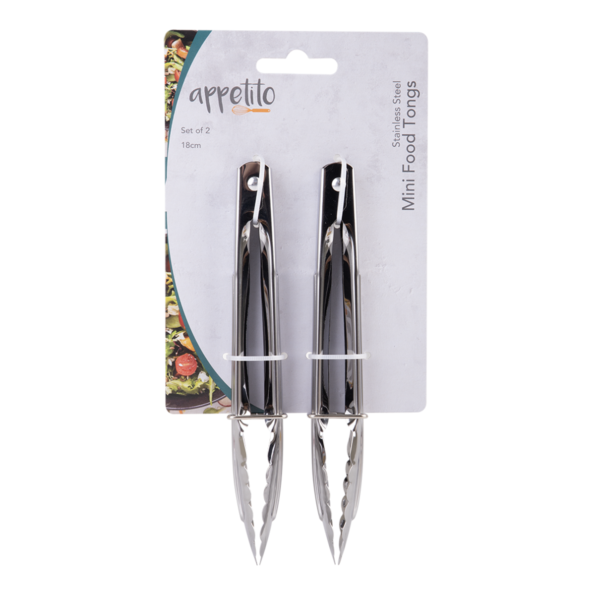 Appetito SS Set 2 Mini Tongs 18Cm