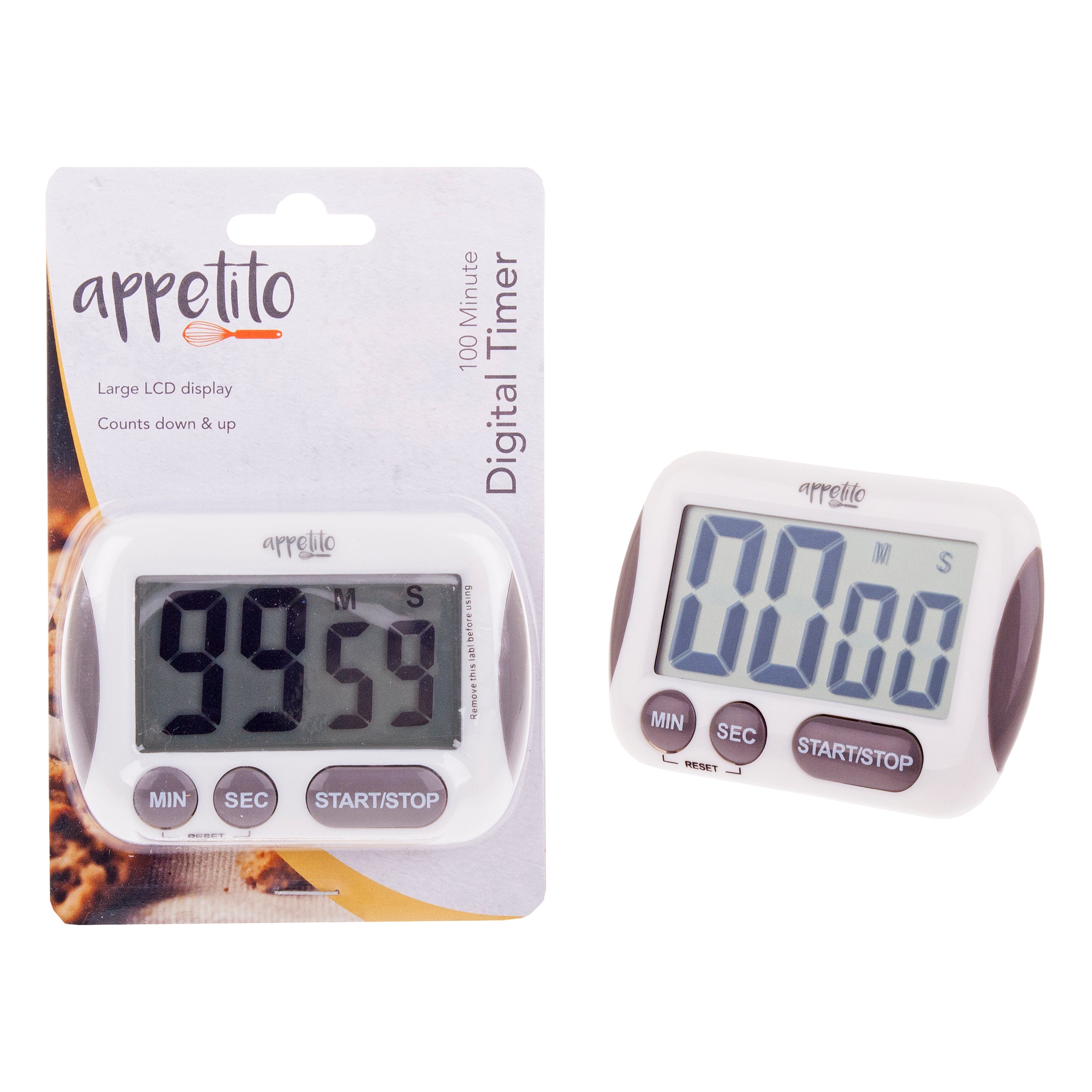 Appetito Digital Timer Large LCD Display White