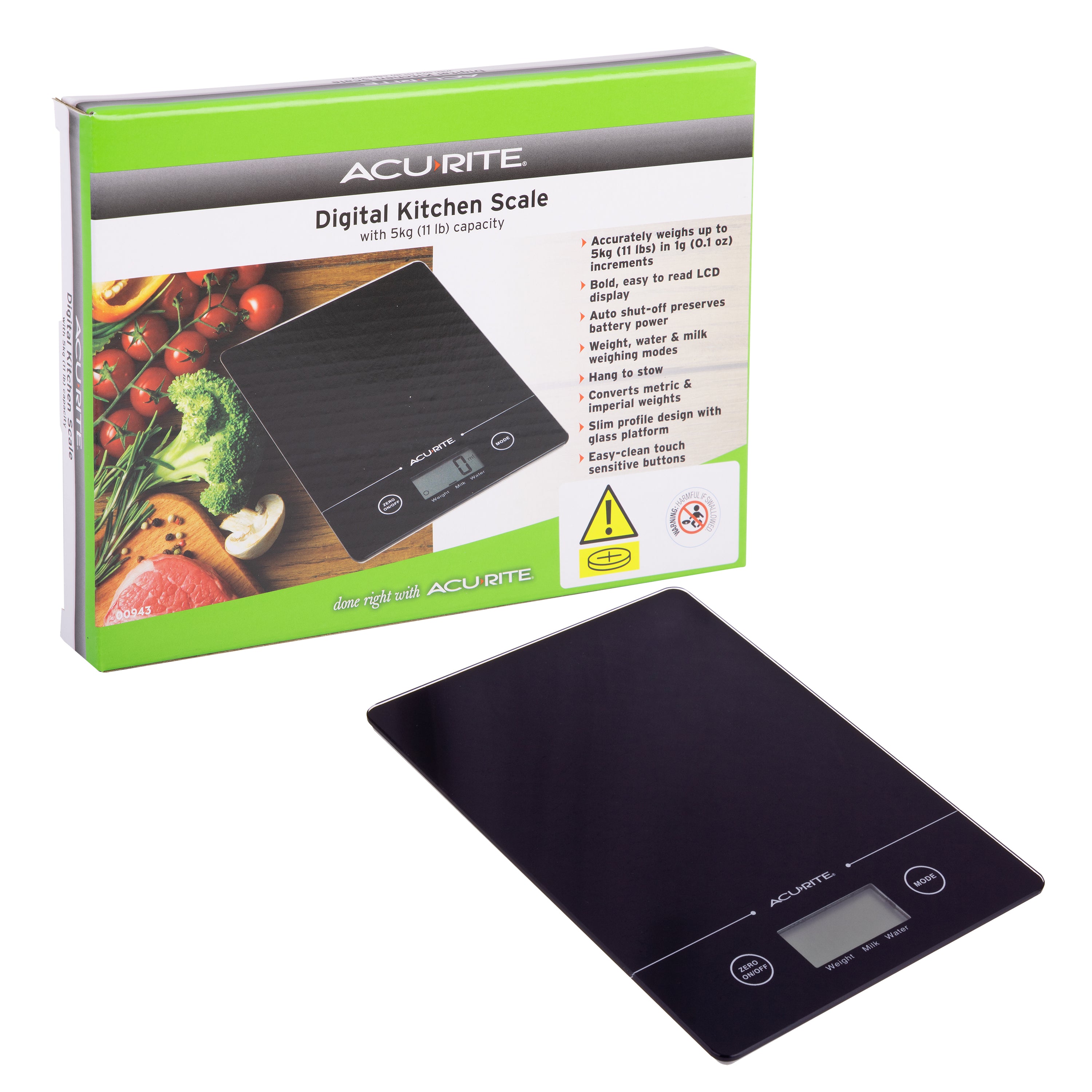Slimline Digital 5Kg Kitchen Scale Black