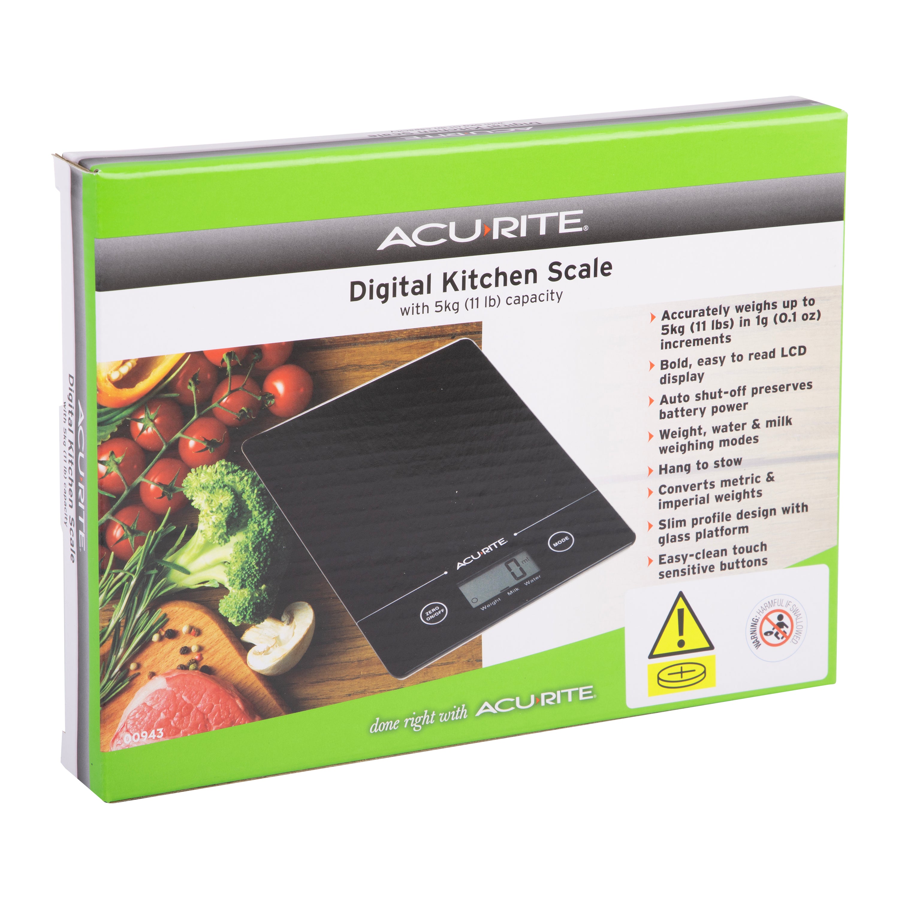 Slimline Digital 5Kg Kitchen Scale Black