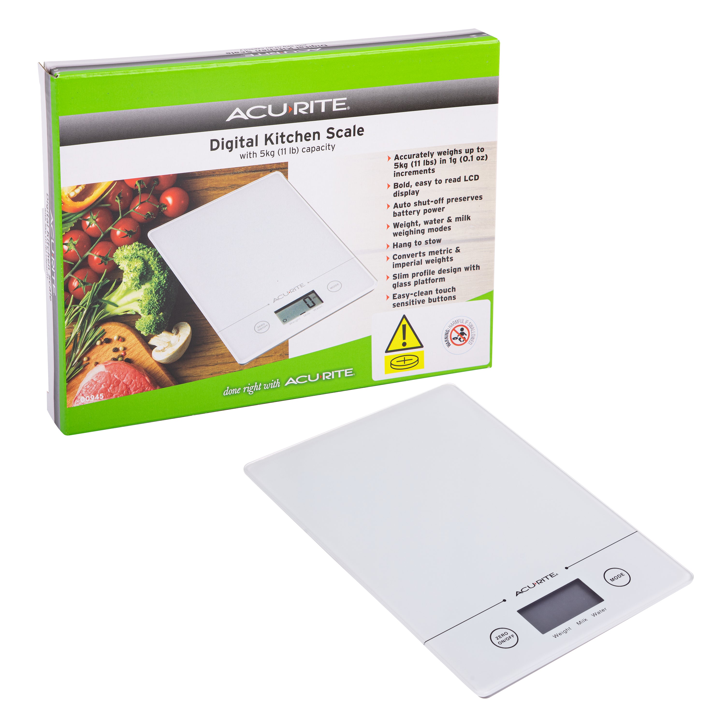 Slimline Digital 5Kg Kitchen Scale White