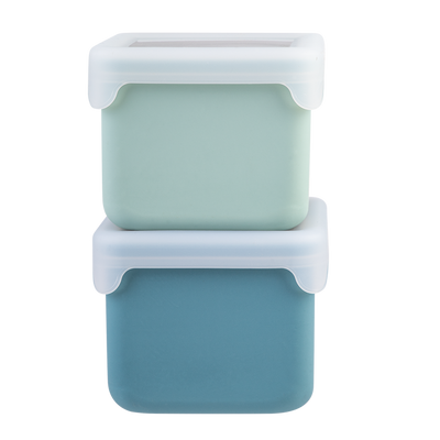 Melii Silicone Snack Containers Set 2 236Ml Blue Mint