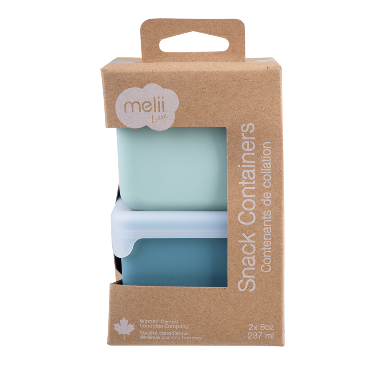 Melii Silicone Snack Containers Set 2 236Ml Blue Mint