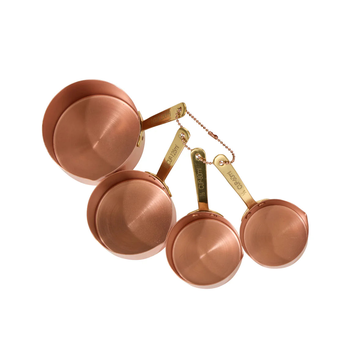 Davis & Waddell Heritage Copper Brass Measuring Cup Set 4 Piece