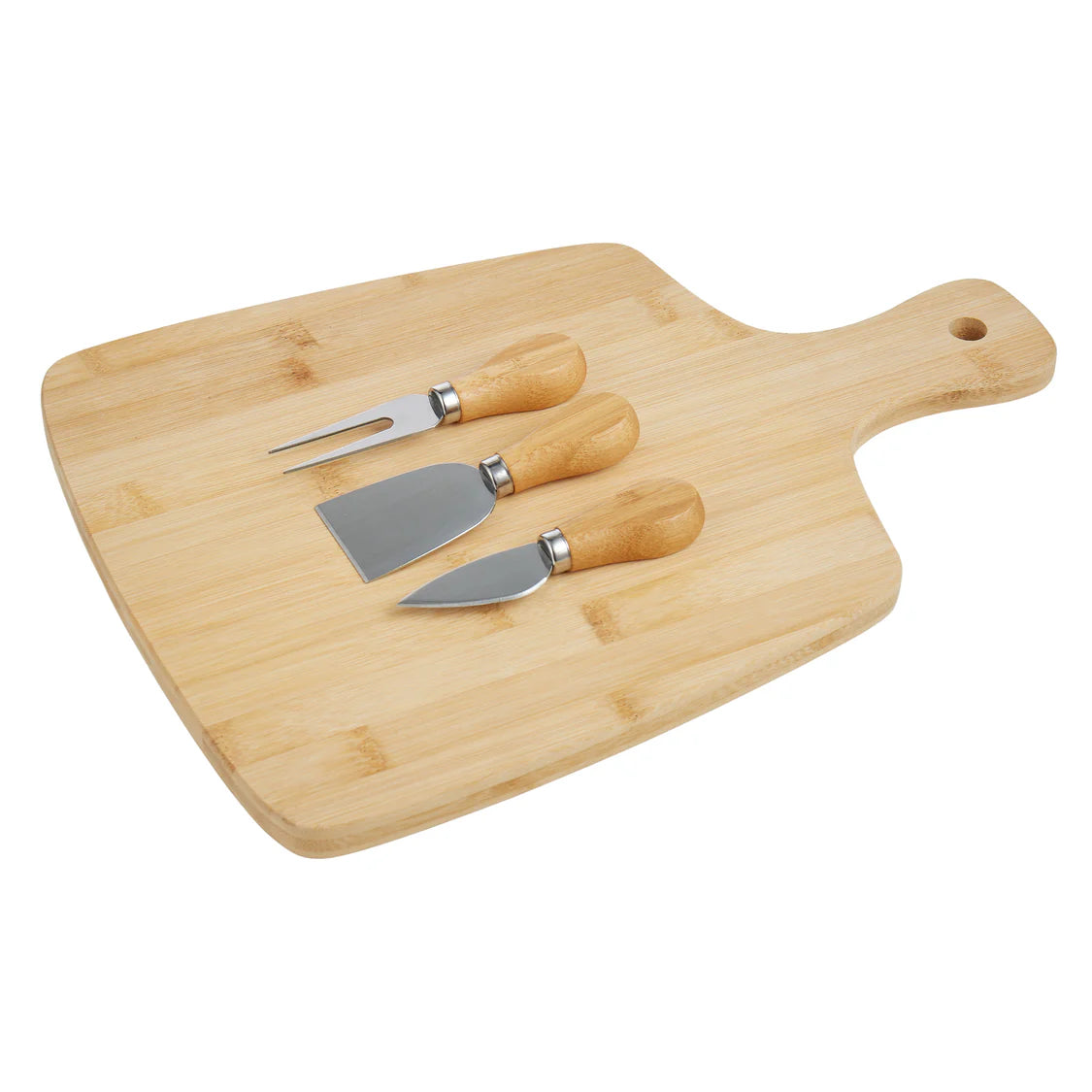 Davis & Waddell Bamboo Cheese Paddle Board Set with 3 Knives Natural