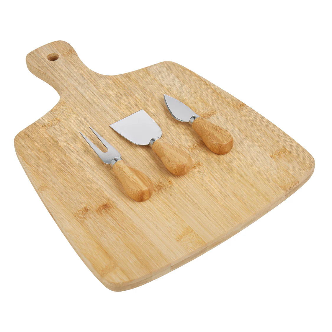 Davis & Waddell Bamboo Cheese Paddle Board Set with 3 Knives Natural