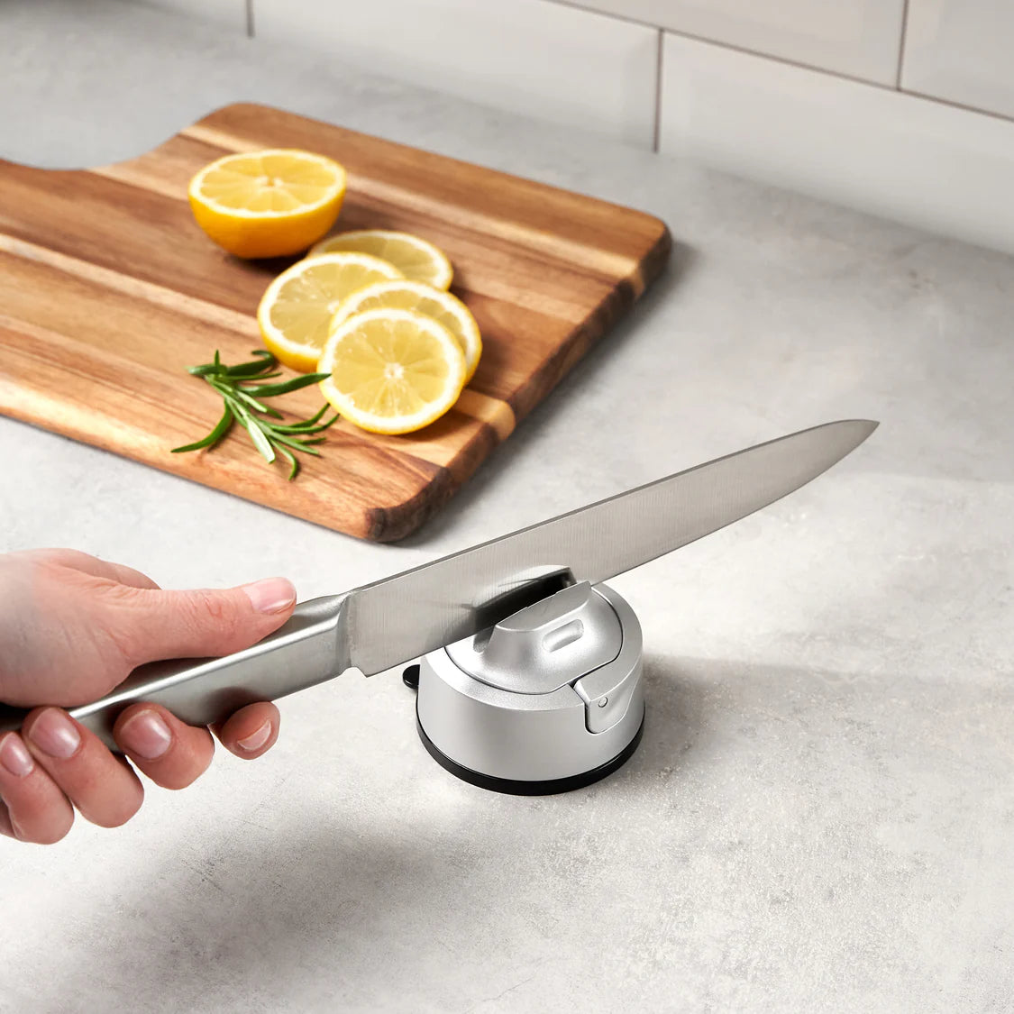 AnySharp Evo Knife Sharpener Silver Suction Safety Steel Serrated Knives
