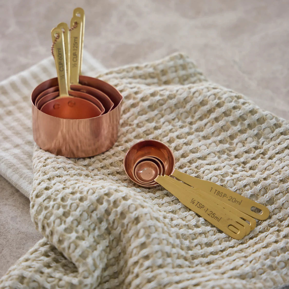 Davis & Waddell Heritage Copper Brass Measuring Spoon Set 4pc Kitchen