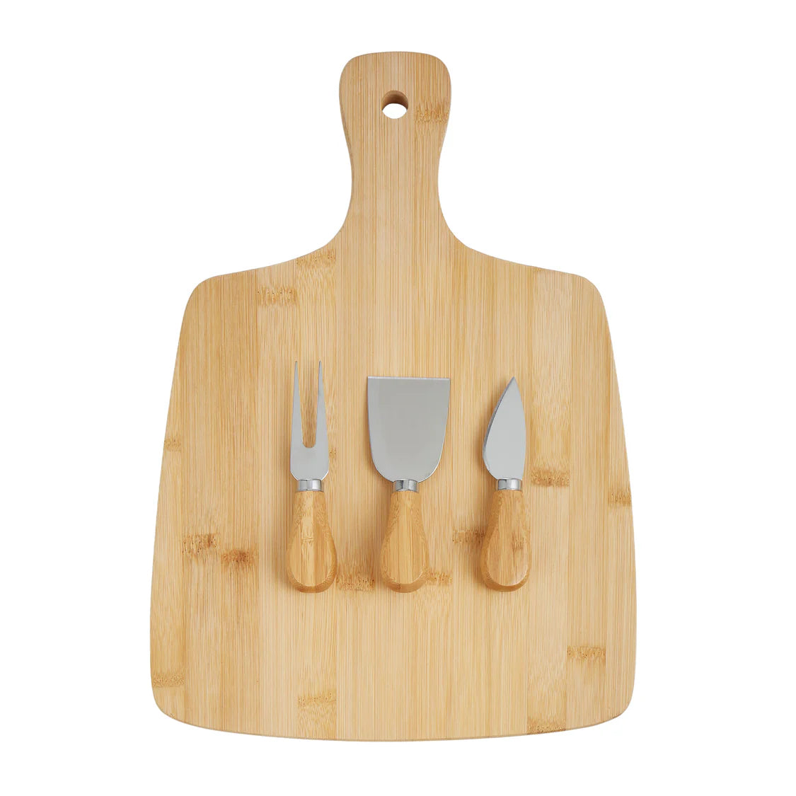 Davis & Waddell Bamboo Cheese Paddle Board Set with 3 Knives Natural