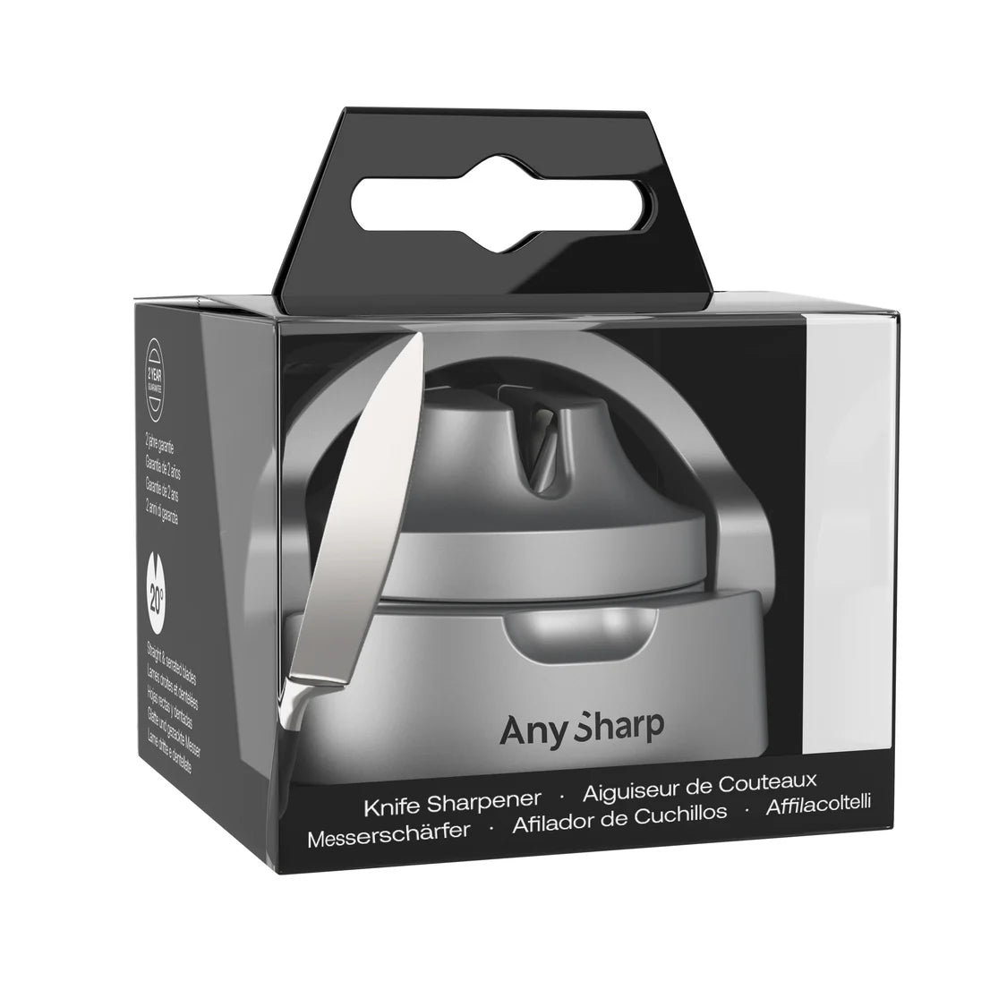 AnySharp Evo Knife Sharpener Silver Suction Safety Steel Serrated Knives